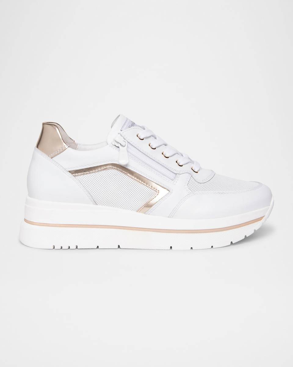 Leather Platform Side-Zip Sneakers